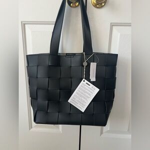 Topshop Black Basket Woven Tote Bag